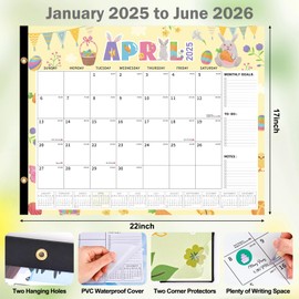 Desk Calendar 2025-2026, 18 Months Large Calendar from January 2025 to June 2026 - Size 22" x 17" for Organized Planning, Desktop/Wall Monthly Calendar for Office, Home, School, 12 Different Holiday Themes