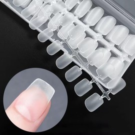 Skexiod Soft Gel Full Cover Nail Tips,240 Pcs Upgraded Soft Gel Nail Tips No Filed,Matte Short Square False Press on Nail Tips for Soak Off Nail Extensions (Full Matte Short Square)