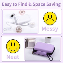 Phomemo D30 D35 Label Marker Purple Case with 3 Rolls of White Label Tapes, Waterproof Storage Bag with 12 x 40mm (3/8" x 11/2") 160 Tapes/Roll, Black on White Sticker Thermal Paper Self-Adhesive