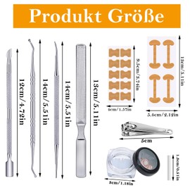 Ingrown Toenails Tool Set Pedicure Set with Ingrown Correction Stickers, Nail Clippers, Nail Pusher, Nail File, Nail Folded Tamponade Tube, Pack of 105