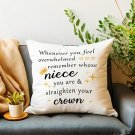 Niece Gifts from Auntie - Gifts for Nieces from Aunt Uncle Birthday Christmas Graduation Mother's Day Valentines Day Gift for Niece from Auntie White Throw Pillow Cover 18x 18 Inch