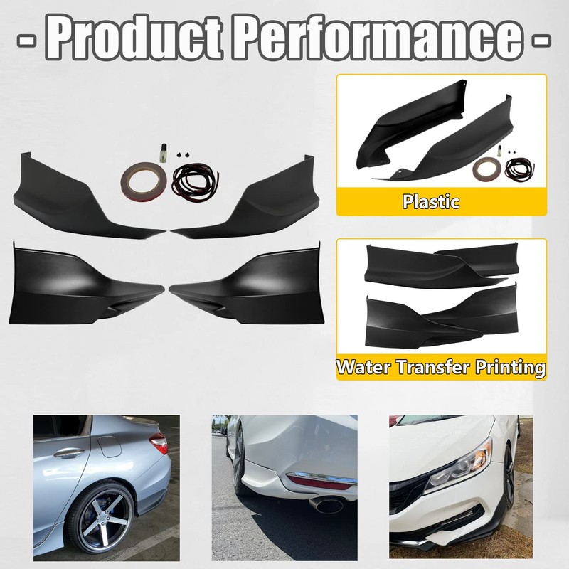 KUAFU Front Bumper Spoiler Lip Splitter Underbody Black Compatible with