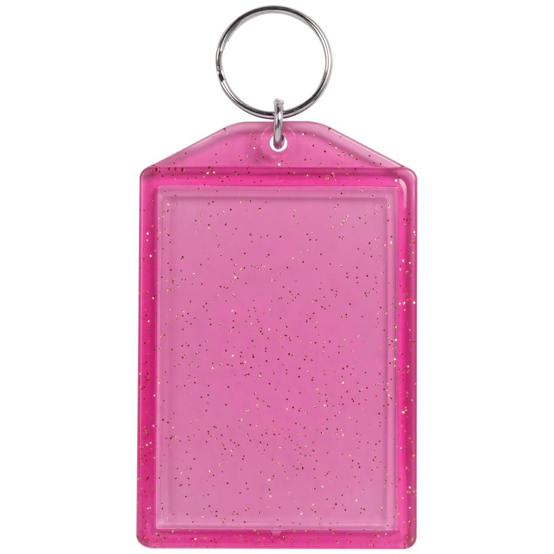 Snapins Hot Pink 2" x 2.875" Translucent Sparkle Photo Keychains