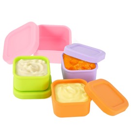 Likealot 4 Pack Silicone Snack Container, 3.4 Oz Silicone Lunch Container, Silicone Containers for Food, Snack Container for Use In Microwave, Dishwasher (Orange, Pink, Purple, Green)