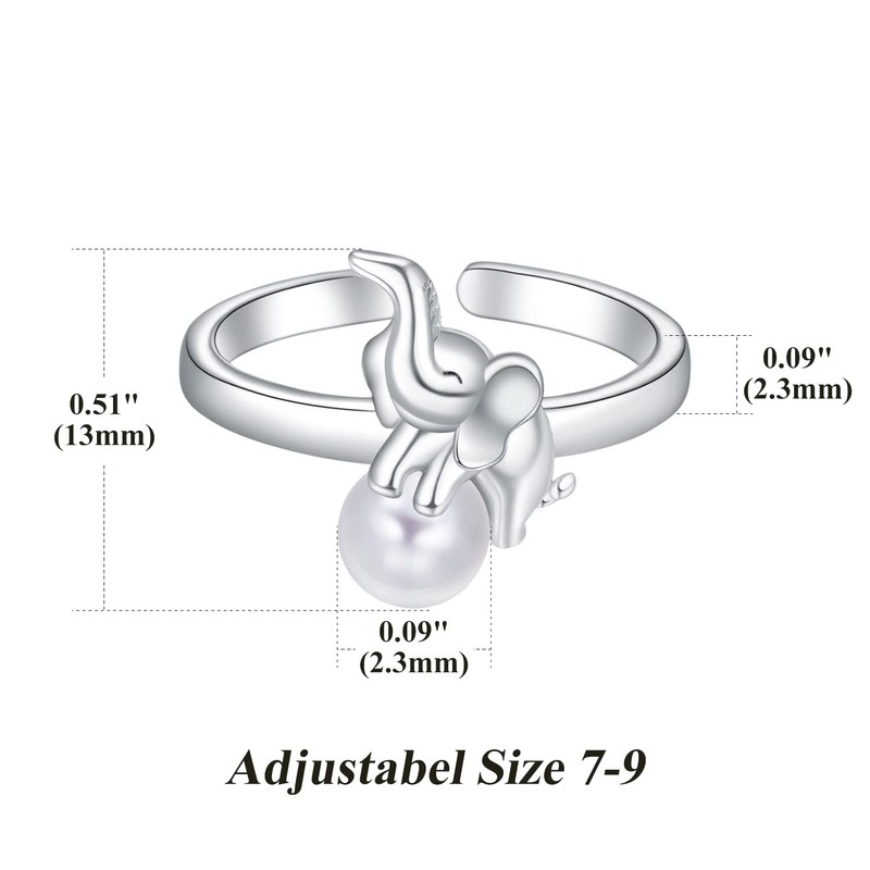 Elephant Ring 925 Sterling Sliver Pearl ring