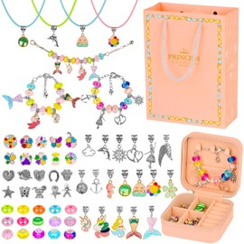 AUHOU Charm Bracelet Making Kit for Girls, 77 Pieces DIY Bracelet Art Jewellery Craft Set Teenager 6-12 Years Birthday Gift (Style B)