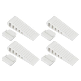 PATIKIL Rubber Door Stoppers for Bottom of Door, 4 Pack Door Wedge Stopper with Holder Sturdy Stackable Doorstop Wall Protector for Home Office Floor Concrete Tile, White