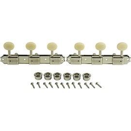 Kluson 3 On A Plate Supreme Series Tuning Machines Nickel With White Plastic Button