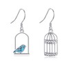 Bird Earrings 925 Sterling Silver Turquoise Bird Cage Dangle Drop