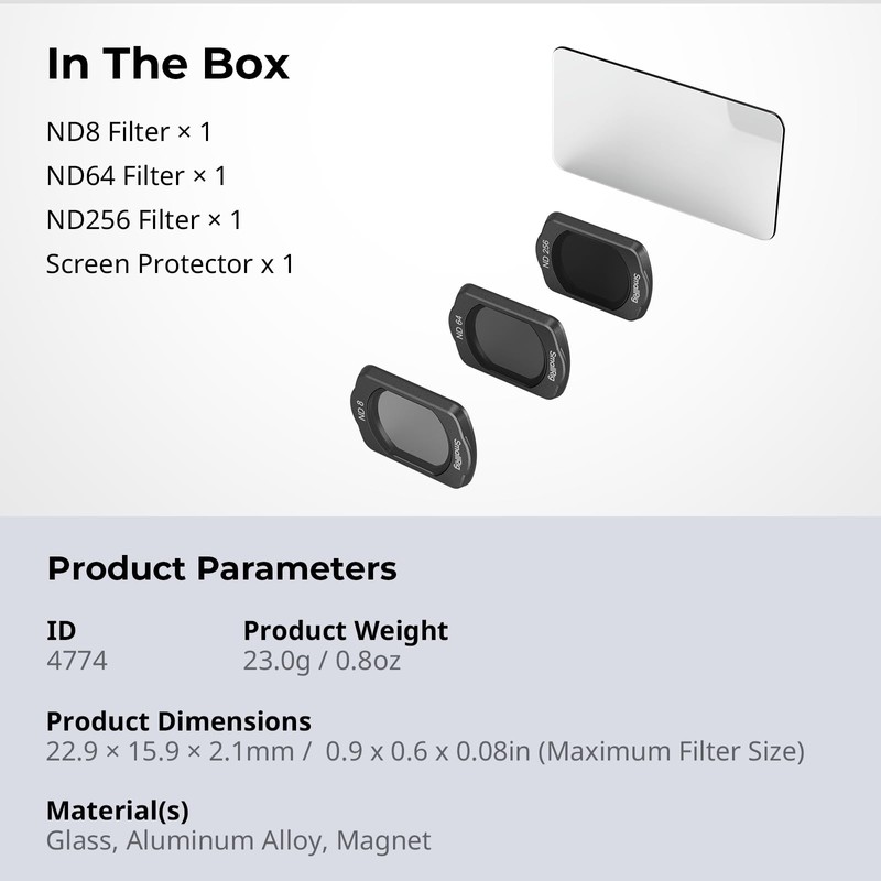 SmallRig DJI Compatible Osmo Pocket 3 ND Filter Kit 4774