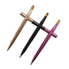 PACKOVE 3pcs Retractable Dual Ended Lip Brush Easy to Clean Makeup Applicators for Lip Gloss Eyeshadow and Concealer Portable Design Purple and Black