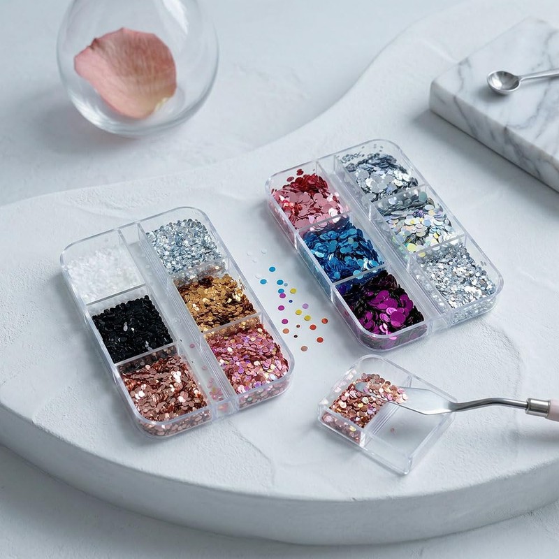 CHENLONB Nail Hologram Nail Sequins 2 Case, Ultra Thin, Sparkly