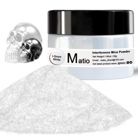 Matio Interference Mica Powder, 1.06oz/ 30g Snow White Chrome Powder, Pearlescent Effect Color Shift Pigment for Epoxy Resin, Makeup Shimmer,Nail Polish,Soap Dye,Candle Making,Paint,Slime Pigment