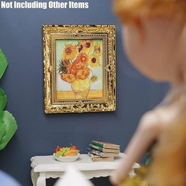 1/12 miniature painting with picture frame doll's house accessories, Van Gogh,Equipment for Mini Doll's Houses Dollhouse Accessories