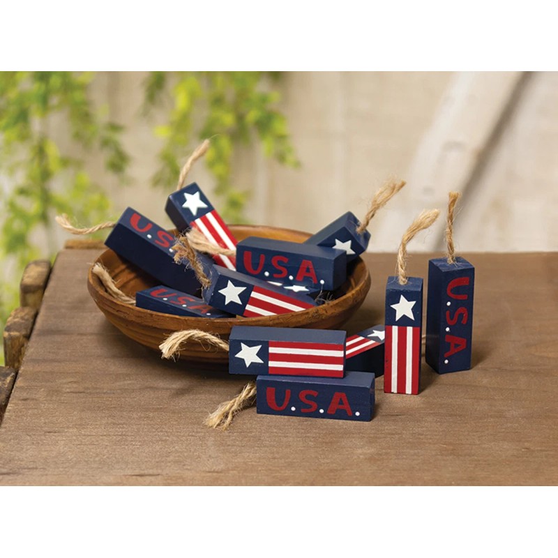 CWI Patriotic Decor - July 4th Wood Fire Crackers 12pc