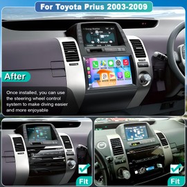 Car Radio for Toyota Prius 2003-2009 | Support Wireless A-pple Carplay Android Auto | GPS Navigation| Android 13 9" Touch Screen FM Bluetooth Head Unit | Backup Camera | 4G+64G