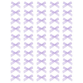 Mini Plaid Bows Penta Angel 50pcs Small Fabric Ribbon Bows Flower Ornaments for Christmas Tree Farmhouse Wedding Party Favor DIY Craft Sewing Bakery Treat Gift Box Decor (Purple, 6mm)