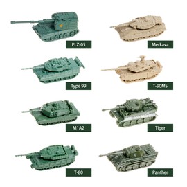 INGWETECH Mini Steel-Ball Roller Tank Toy Set Incl. 8 Pcs T-90MS, T-80, M1A2, Merkava MK4, Tiger, Panther, PLZ-05, Type 99 Heavy Tank, Scale 1:144