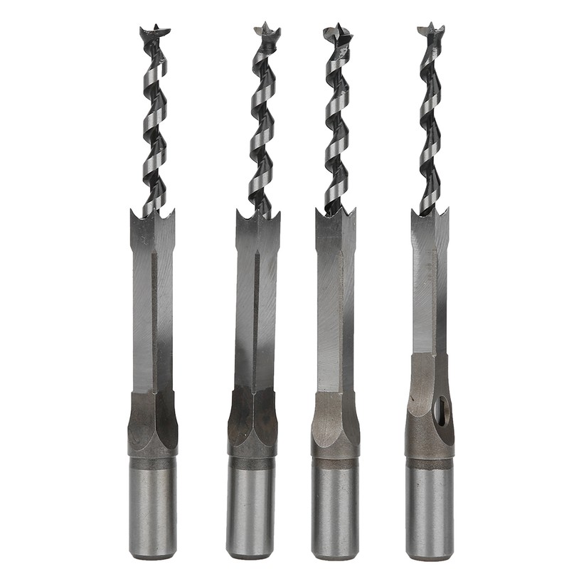 4Pcs Square Hole Drill Bits Woodworking Bearing Steel Wood Drilling