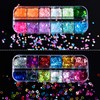 EBANKU Holographic Heart Nail Sequins, 3D Mixed Laser Heart Love