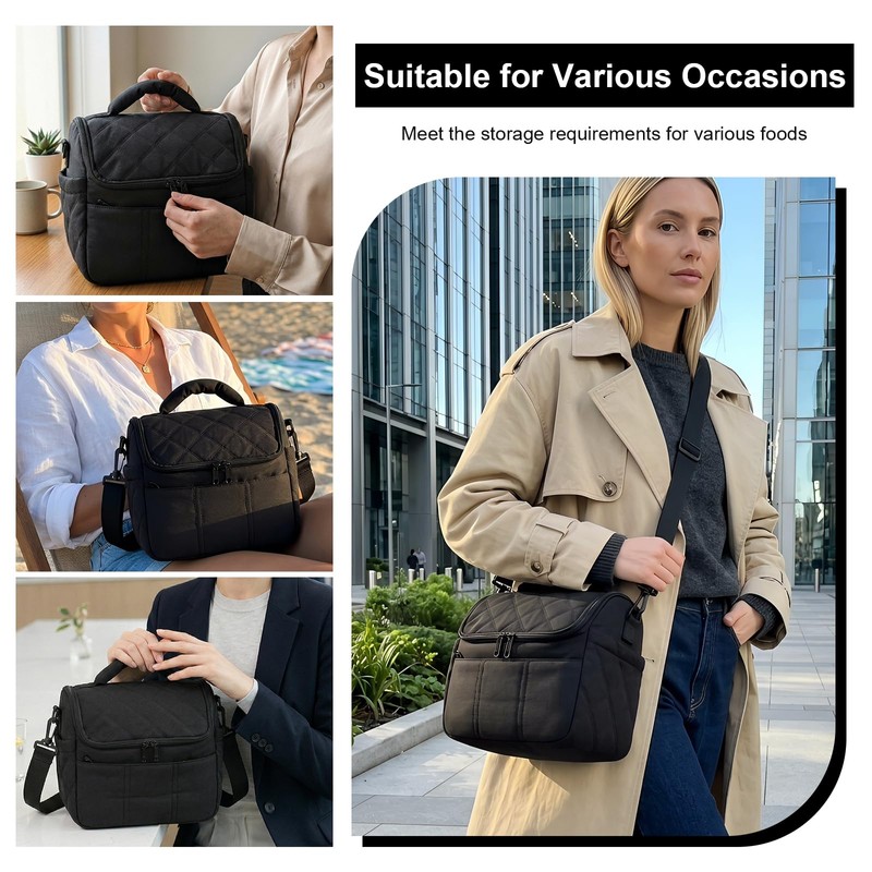 Nanxson Women LunchBag Double Deck Insulated Lunch ToteBag Puffer LunchBox