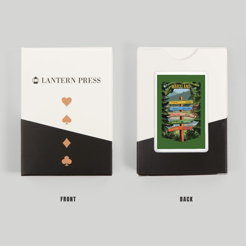 Lantern Press Maryland, Signpost, Forest and Camp, (52 Playing Cards,
