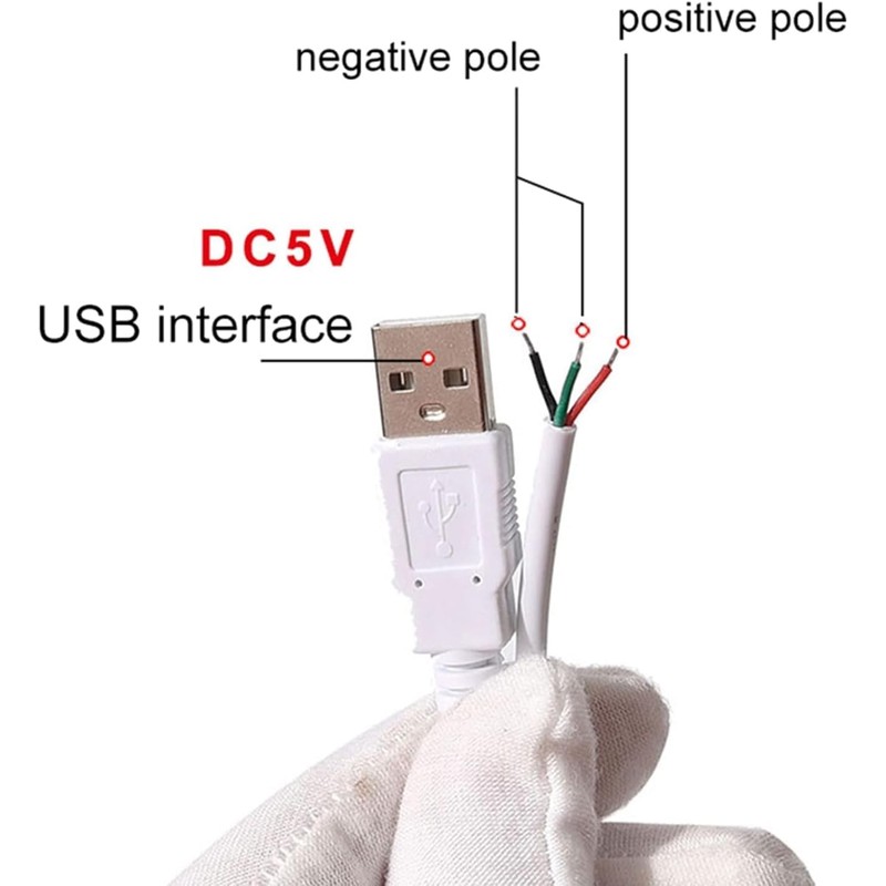 White DC5V USB LED Dimmer Extension Cable with On/Off Switch