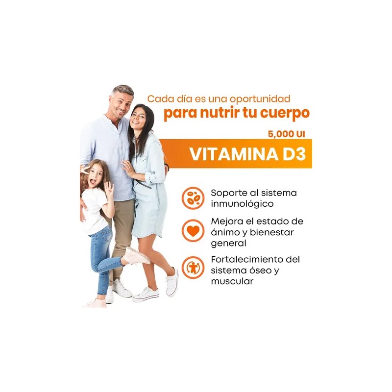 All Nature Vitamina D3 5000 Ui 60 Capsulas Sabor Sin