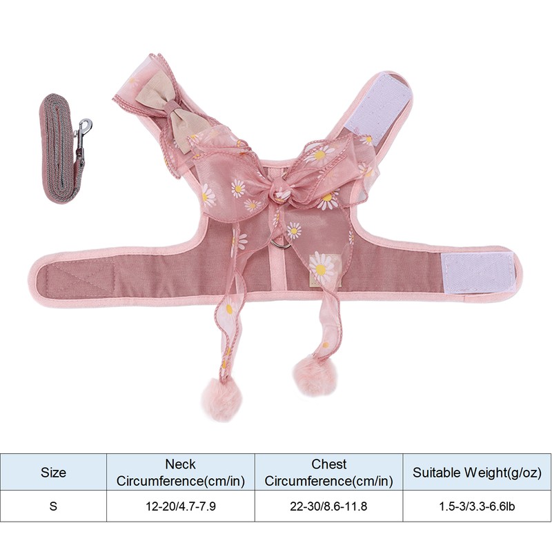 Cat Harness and Leash Set Breathable Fairy Bowknot Vest Cat