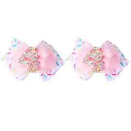 Dmnnlp 2 Pcs Baby Hair Bows Clips Pink, 4th Birthday Decorations Hair Clips for Girls, Ice Cream Girl Bows for 4th Birthday Baby Girl Hair Accessories (4)