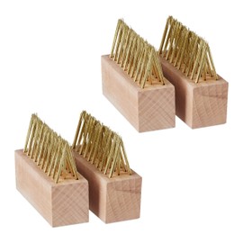 Relaxdays Set of 4 Grout Brushes, Steel Bristles, Replacement Brushes, Garden Cleaning Brushes for Moss & Weeds, Natural/Brass