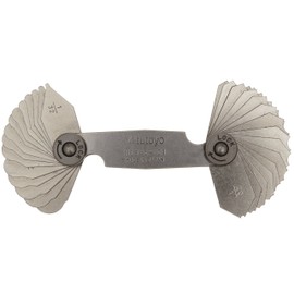 Mitutoyo 186-101, Radius Gage Set, 15 Pairs of Leaves, 1/32 to 1/4 by 64ths
