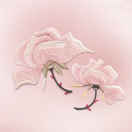 2 Pack Delicate Embroidered Patches, Pink Flower Embroidery Patches, Iron On Patches, Flower Patches,Sew On Applique Patch, Custom Backpack Patches for Women, Girls, Kids