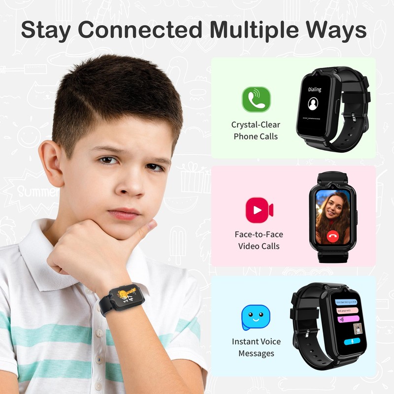 4G Kids Watch with GPS Tracker, HD Touch Screen Video