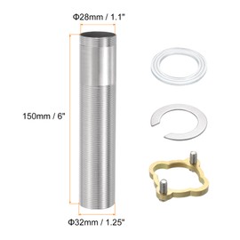 uxcell Faucet Mount Extension Shank 6"x 1.25" Stainless Steel Pipe Faucet Extension Nipple Locknut Kit Extension Threaded Lengthen Fixed High Foot with Nut and Gasket Fittings for Basin