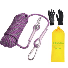 Dellna Outdoor Static Climbing Rope for Adults - High Strength Rope for Rock Climbing, Tree Climbing, Hiking, Arborist, Rescue & Camping - Purple(10m/32ft, 20m/64ft, 30m/96ft)