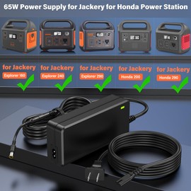 65W for Jackery Portable Power Station Charger Power Cord for Jackery Explorer 160 240 290 E290 E240 E160 Solar Generator & for Honda 290 200 Power Supply AC Adapter Battery Charging Plug Cable