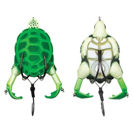 Lunkerhunt Topwater Frog Lure Bass Trout Fishing Lures Kit | 3-Pack with Turtle, Frog, Fish Lure | Soft Hollow Body, Weedless Hooks (Shamrock)