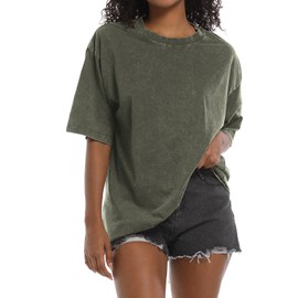 BINTEHGS Oversized Grunge Vintage t Shirts for Women Short Sleeve Cotton Casual Baggy Tees Teens Trendy Crew Neck Loose Tops（an+CE+BK,L）