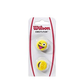 WILSON Emoti-Fun Tennis Dampeners - 2 Pack, Winking Tounge Out/Star Eyes Emojis,Yellow
