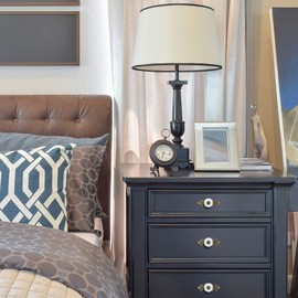 MengH-SHOP Cabinet Knob Round Door Knobs Vintage Ceramic Pull Handle with Screws for Cabinet Wardrobe Drawer Cupboard 6 Pcs Copper & White