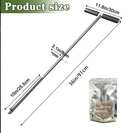 36 Inch Soil Sampler Probe, Stainless Steel Soil Sampling Tube Soil Core Sample Bags Soil Probe Tester, T-Handle Soil Test Kits Soil Probe with Foot Pedal for Plant Digger Garden Lawn Farm