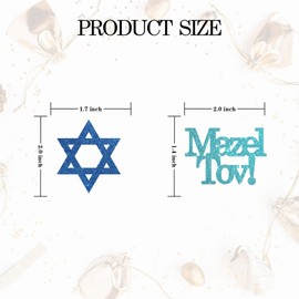 INNORU Mazel Tov Cupcake Toppers, Congratulations Party Decorations, Engagement, Baby Shower, Bar Mitzvah, Birthday, Wedding, Jewish Party Decorations Supplies, Pack of 24 Blue Glitter