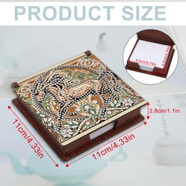 JZHYOAN Diamond Art Note Holder Box, Reusable Diamond Decorative Art Wooden Note Box, Portable Desk Note Holder, Office, Study, Message for Living Room, Bed Room, Gift