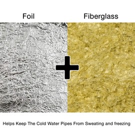 Home Intuition 25 Foot Foiled Fiberglass Pipe Insulation Wrap, 3" Wide x 1" Thick