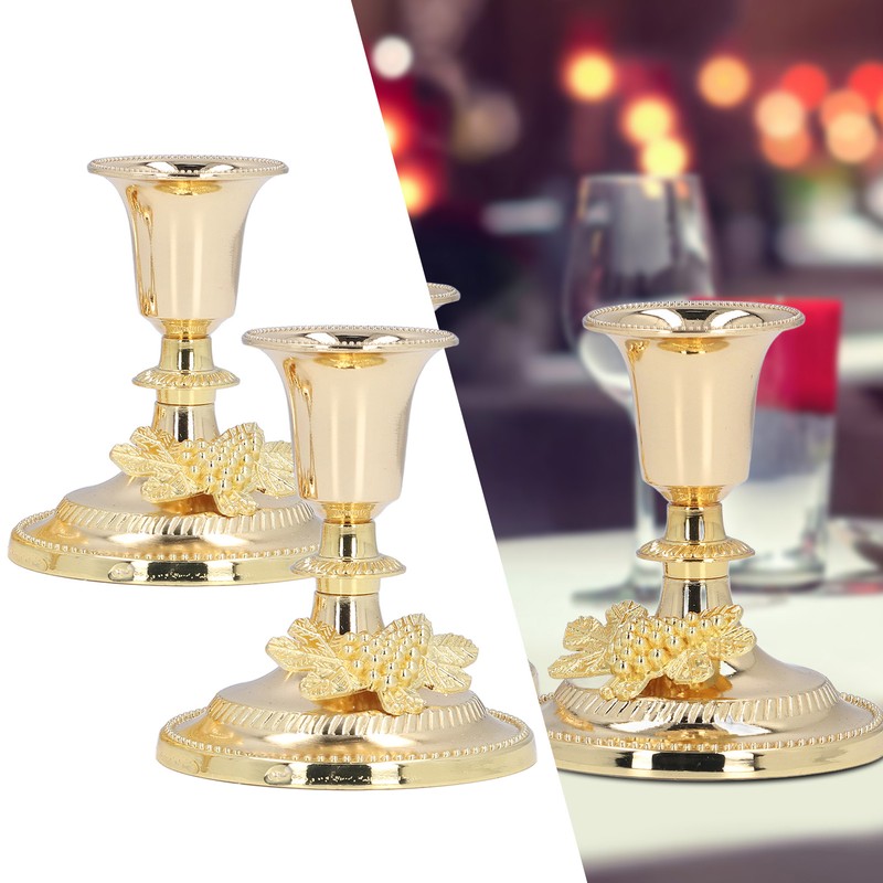 2Pcs Metal Candle Stand Good Stability Multifunctional European Simple Candle