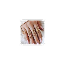 Cybche Boho Stacking Knuckle Rings Set Gold Snake Finger Ring Adjustable Stackable Rings Vintage Star Flower Rings Open Adjustable Knuckle Ring Punk Joint Finger Midi Rings Jewelry for Women