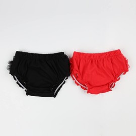 HOOLCHEAN Baby Infant Girls 2PCS Set Tulle Ruffle Bloomer (Red & Black, M: 6-12 Months)