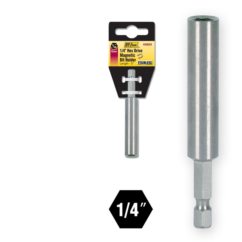 IVY Classic 44604 1/4" x 3" Hex Magnetic Bit Holder,