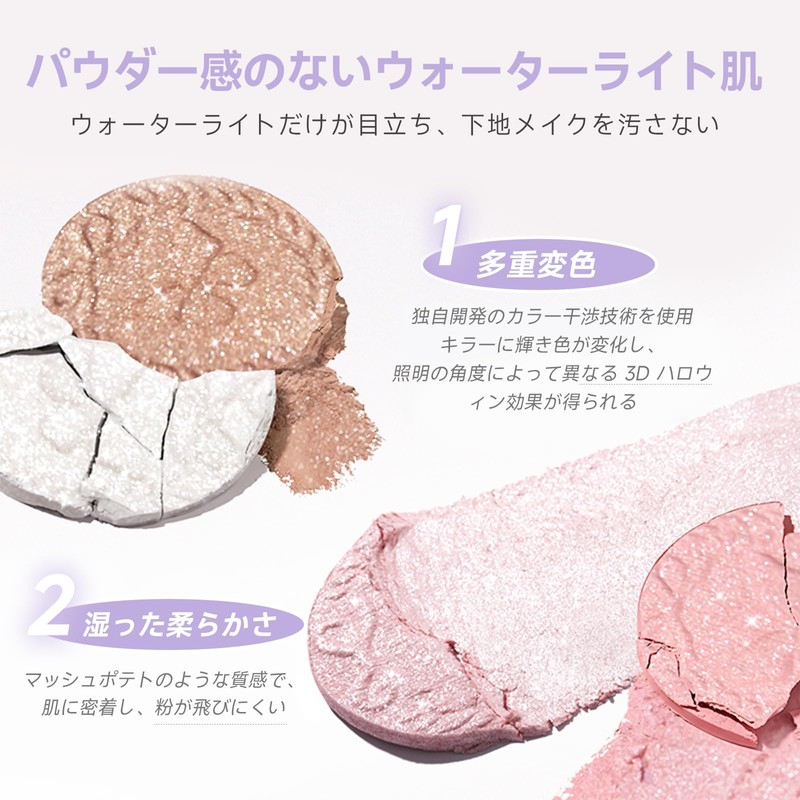NovoUnow Highlighter Powder, Contoured and Highlighted, Shiny 3D Brightening, Makeup